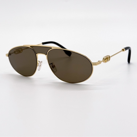 NEW FENDI FE40072U 30E SUNGLASS AVIATOR GOLD METAL UNISEX FENDI EYEWEAR - Picture 3 of 11